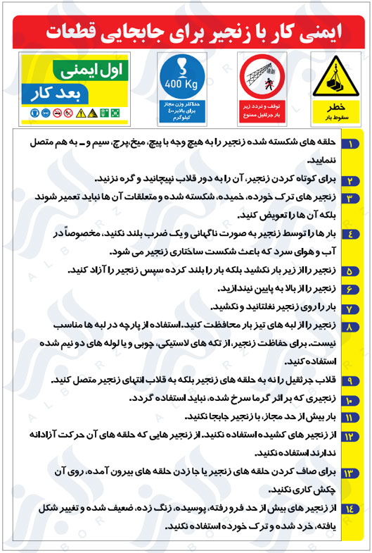 نکات ایمنی کار با زنجیر برای جابجایی قطعات