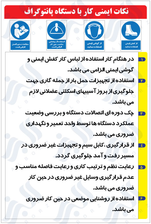 نکات ایمنی کار با دستگاه پانتوگراف