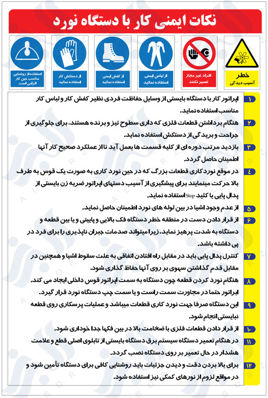 نکات ایمنی کار با دستگاه نورد