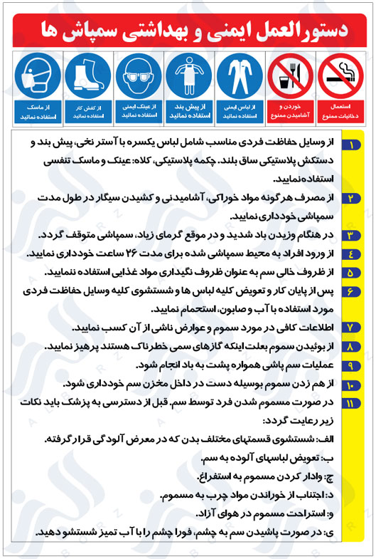 دستور العمل ایمنی و بهداشتی سمپاش ها