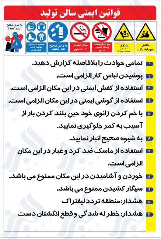 قوانین ایمنی سالن تولید